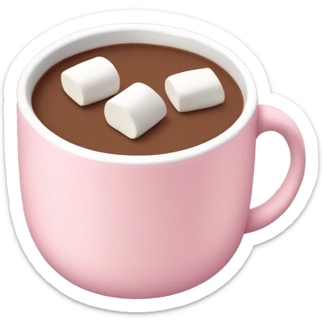 Light Pink mug of hot chocolate with marshmallows  sticker