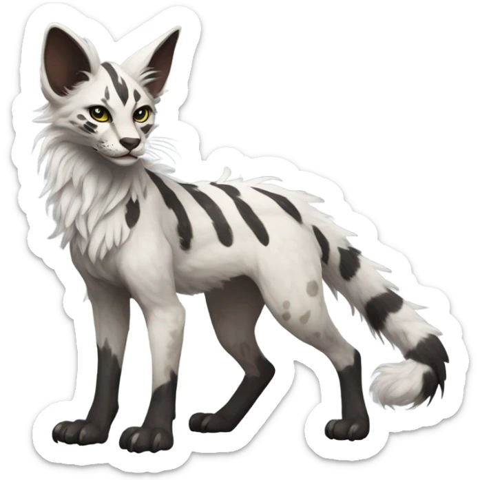 Feral Rare Fantasy Vernid-Trico-species by LiLaiRa, random markings, tufted tail, tufted ears, full body sticker