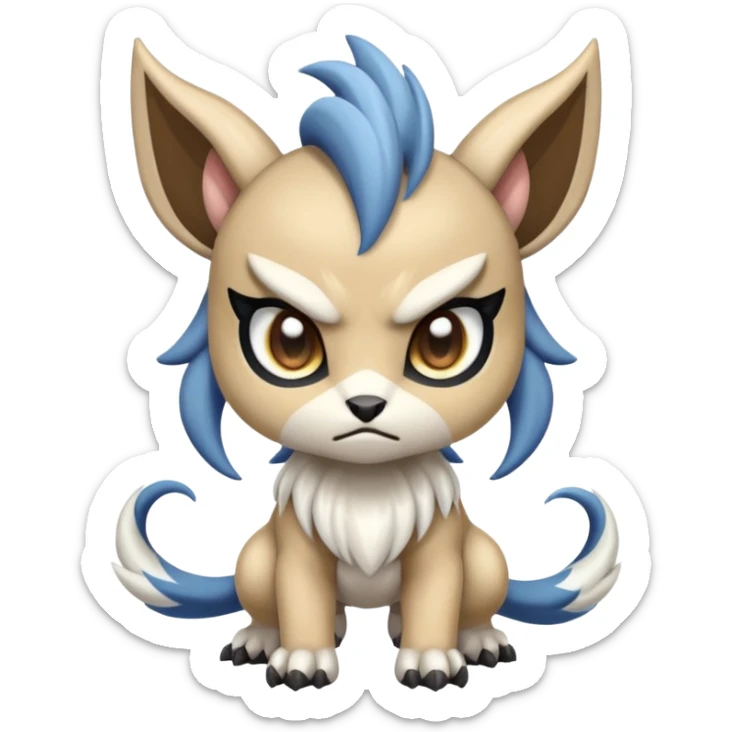 Animalistic kawaii chibi feral angry mongral Meloetta-Absol-Zekrom-Gatomon-Pteromon-hybrid sticker