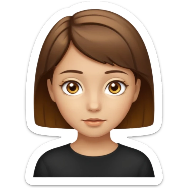 A young girl with short brown hair, her eyes should be hazel, her skin should look gold sticker