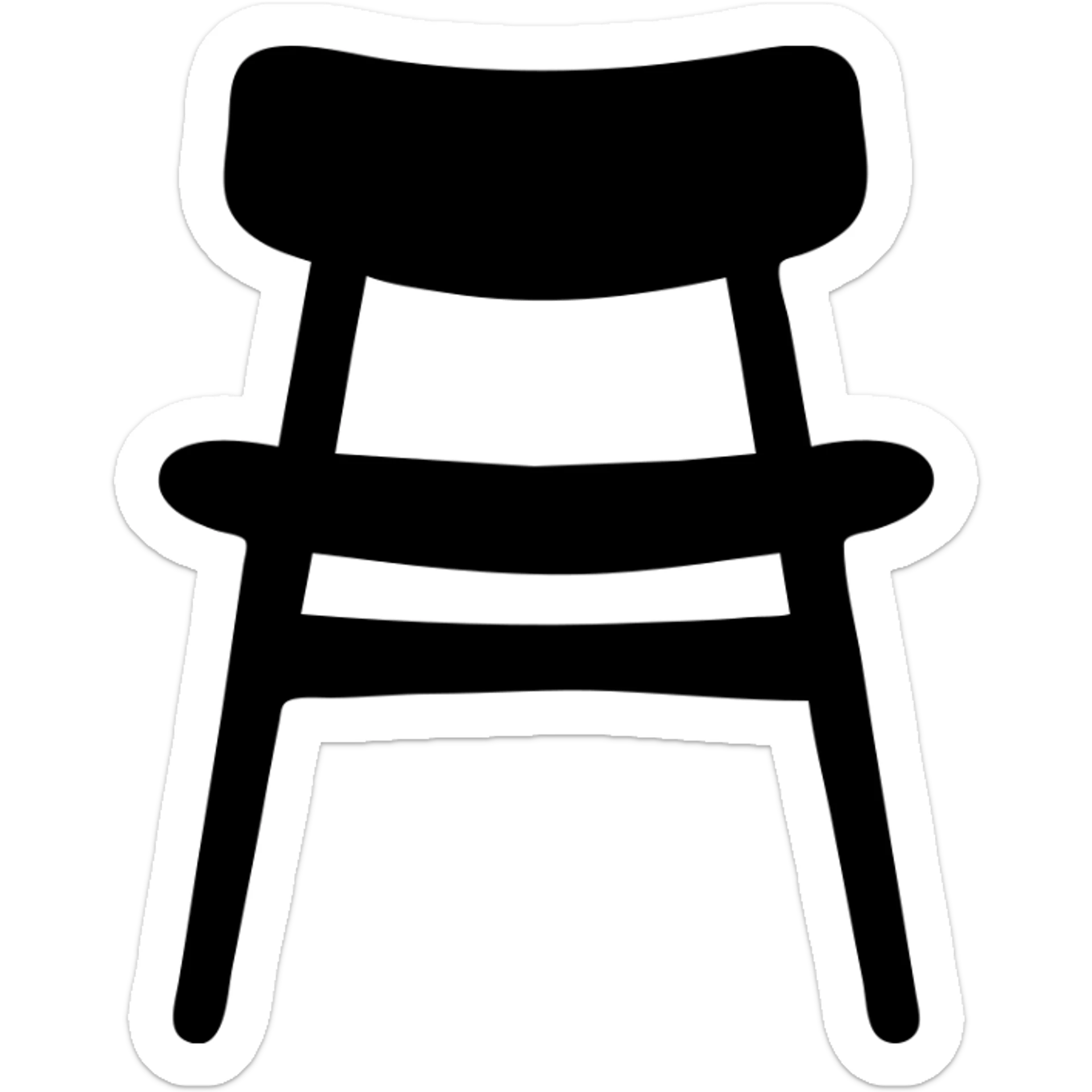 mid-century modern wooden chair, chocolate brown color, icon style sticker