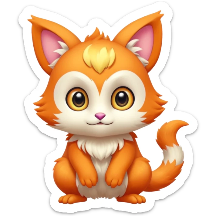 Cartoonic Cute Funny Silly Childish Anime Fakémon-Fantasy-creature (full body) sticker