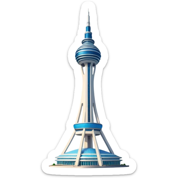 Cinematic Realistic N Seoul Tower Landmark Emoji, showcasing a futuristic tower with panoramic views rendered with sleek textures and vibrant, modern lighting. sticker