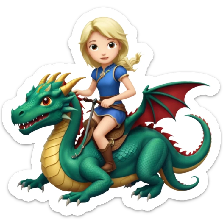 Girl on dragon  sticker