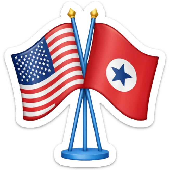 emoji-style flag merging the cross and stars of Georgia with the stripes and stars of the USA sticker