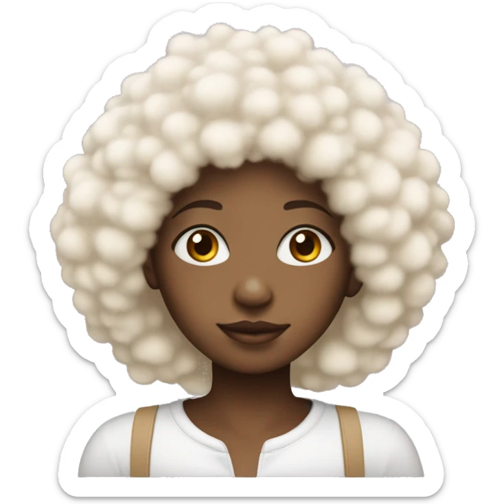 Black girl with blonde afro and edges, wearing a fluffy bunny hat sticker