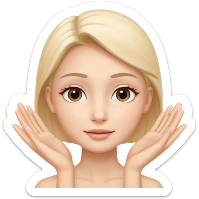 Minimal wellness-style emoji showing skin tightening,
a hand gently lifting and supporting facial skin upward,
subtle lifting gesture, smooth contours,
natural and calm look, non-medical, non-cosmetic,
no makeup, no injections, no surgery,
clean, modern, trustworthy wellness aesthetic sticker