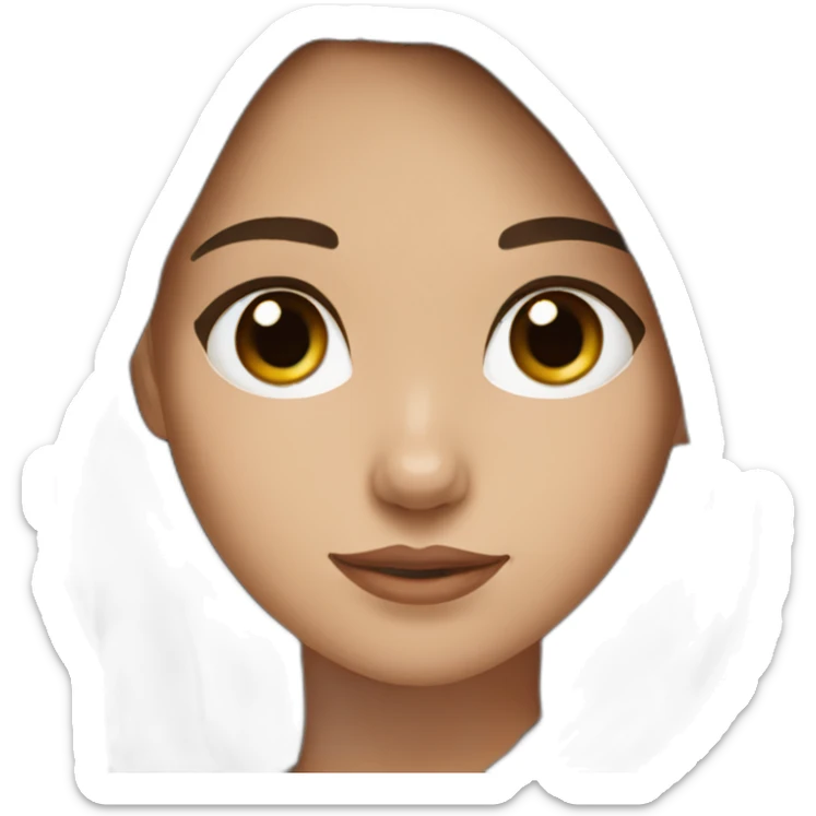 a girl with brown hair with a white and black pomerania  sticker