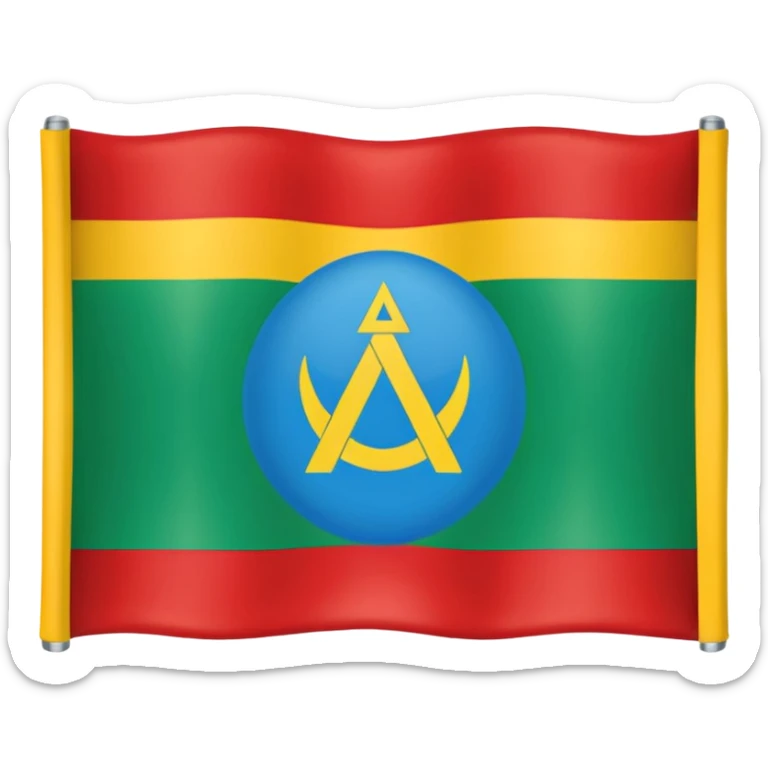 Bandera de tres líneas hariba azul medio verde con el alfabeto amazigh rojo abajo amarillo sticker