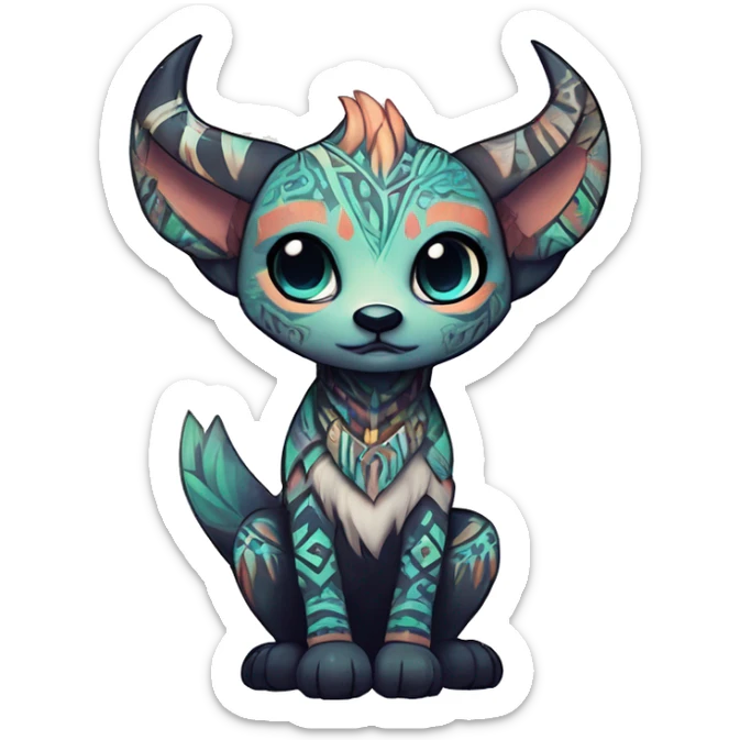 cute Kawaii edgy ethereal shy epic tribal fantasy animal fursona Fionbri creature by griffsnuff & LiLaiRa & Falvie with exotic colors with intricate patterns full body sticker