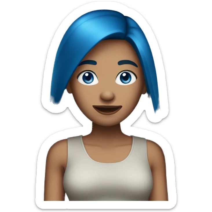 Emoji dark blue-haired woman with long straight hair with blue eyes sticker