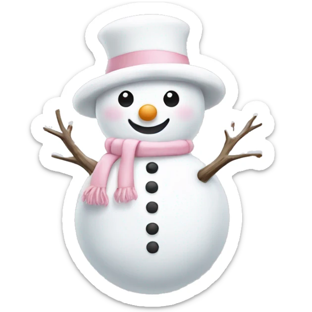 Cute white and light pink snowman sticker