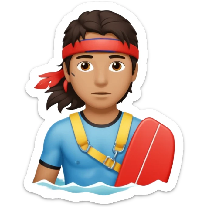 Lifeguard Native American Teenager with messy hair rescuing someone sticker