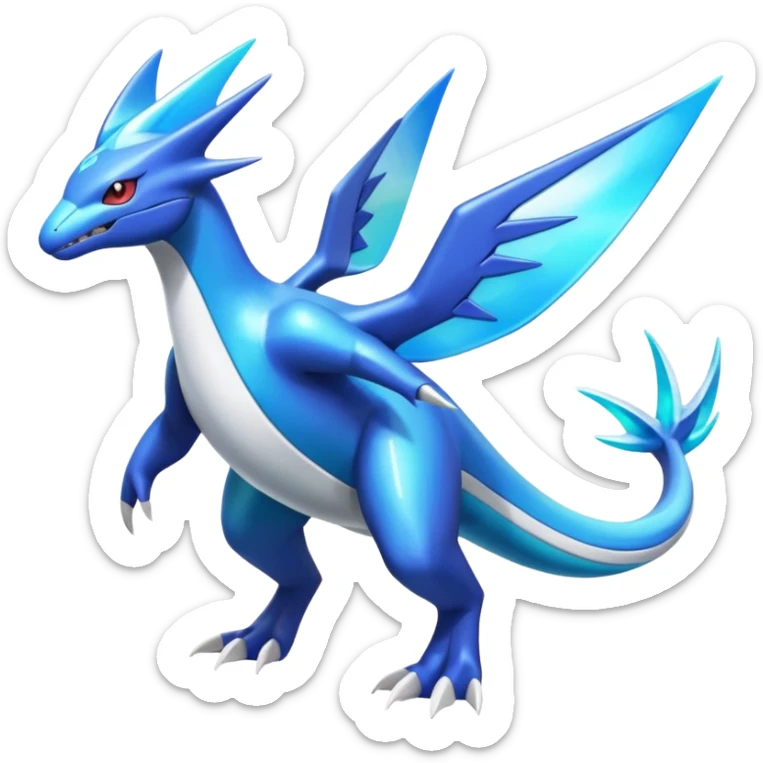 Shiny Colorful Exotic Futuristic Latios-Latias-Salamence-Salandit-Zekrom-Dialga-Amaura-Palkia-fusion-Fakémon-Pokémon-creature (Full body) sticker