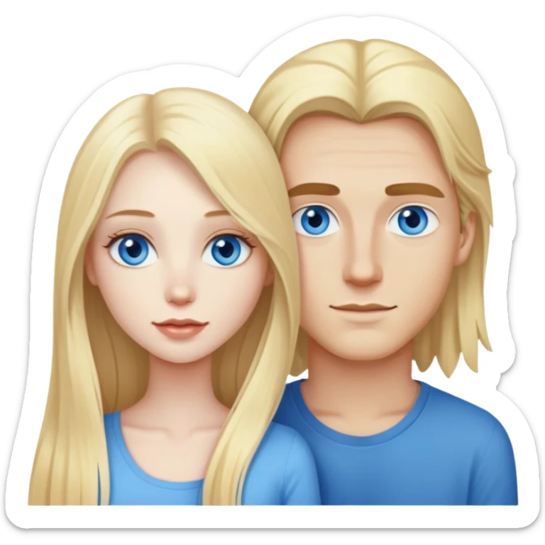 pretty woman with pale skin and who has BLUE eyes very long blonde hair with her boyfriend who has shorter hair sticker