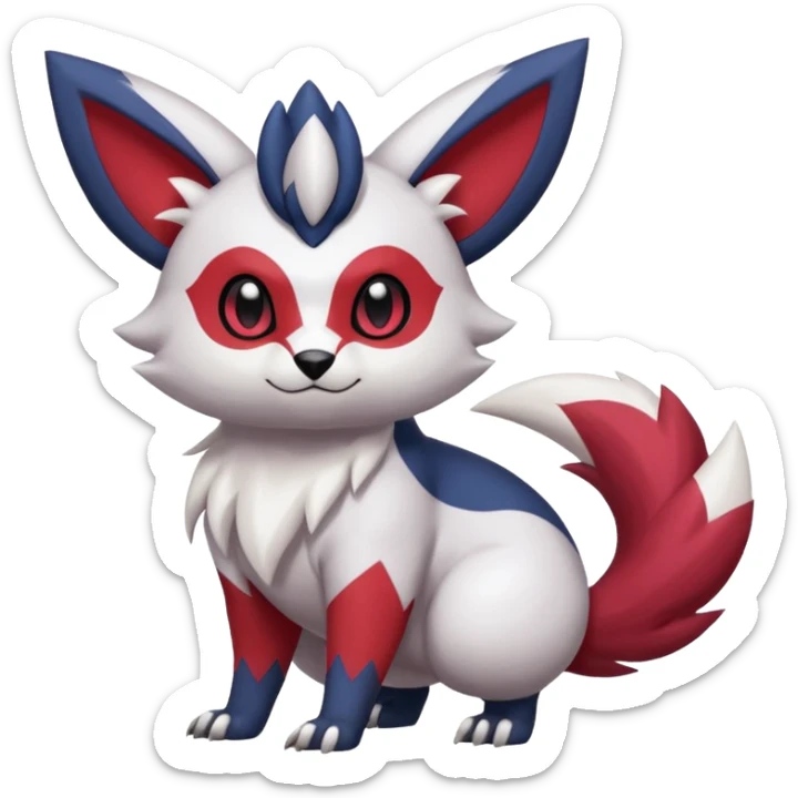 Minccino-Absol-Zorua-Furret-Zangoose-fusion-animal-Fakémon-hybrid-creature  sticker