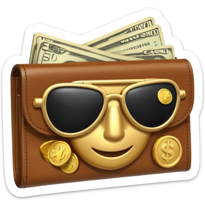 Aviator money emoji, wallet full of cash, casino vibe, premium 3D emoji style, clean, no background
 sticker