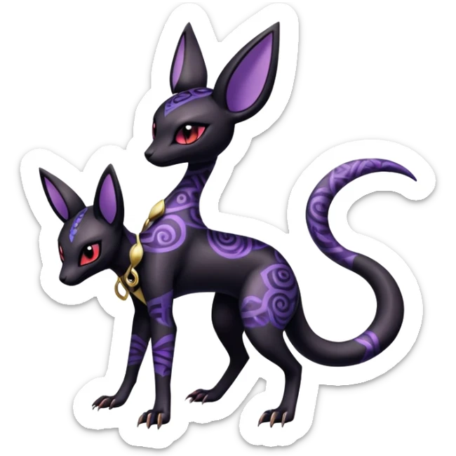 Shiny Dark Edgy Majestic Sophisticated Modern Gothic Gloomy Futuristic Salandit-Umbreon-Espeon-Hybrid (Full body) with pattern-markings sticker
