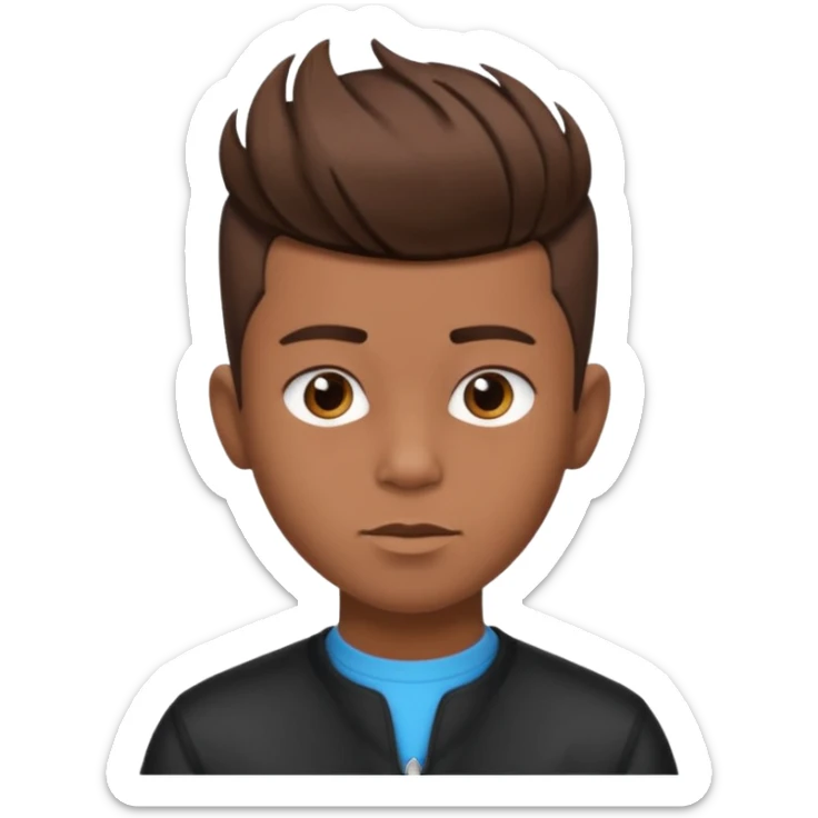 create a fringe haircut boy with a brown hair with hair little up more looking like quiff hairstyle but its going straight not on side sticker