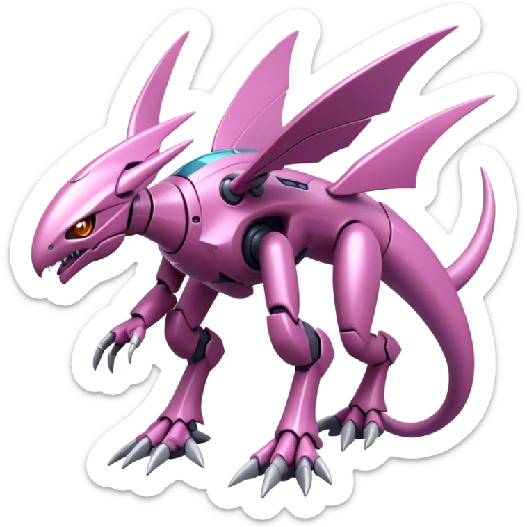  Cool Edgy Shiny Futuristic Ethereal Legendary Digimon-Genesect-Palkia-hybrid full body sticker