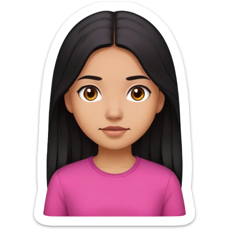 The girl with black long hair, light brown skin wearing dark pink shirt  sticker