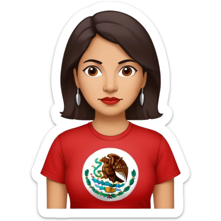 40 year old Mexican woman in a red “OKLAHOMA” t-shirt sticker
