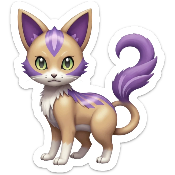 Meloetta-Purrloin-Gatomon-Trico-Pokémon-Fakémon-fusion-hybrid-creature sticker