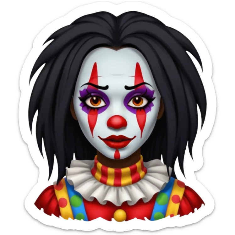 palhacinha sangrenta assassina pele negra de cabelo preto liso e longo  sticker