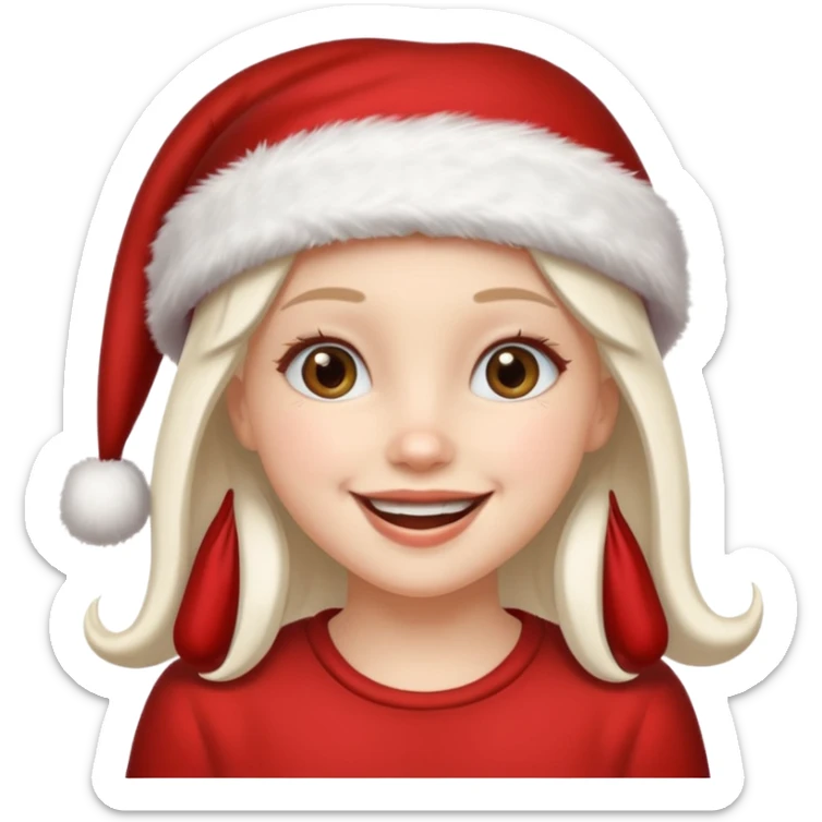 clean and vanilla girl with santa claus hat like holiday mood, christmas!! sticker