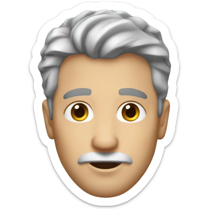 54 year old white male with grey short messy hair and a grey goatee sticker