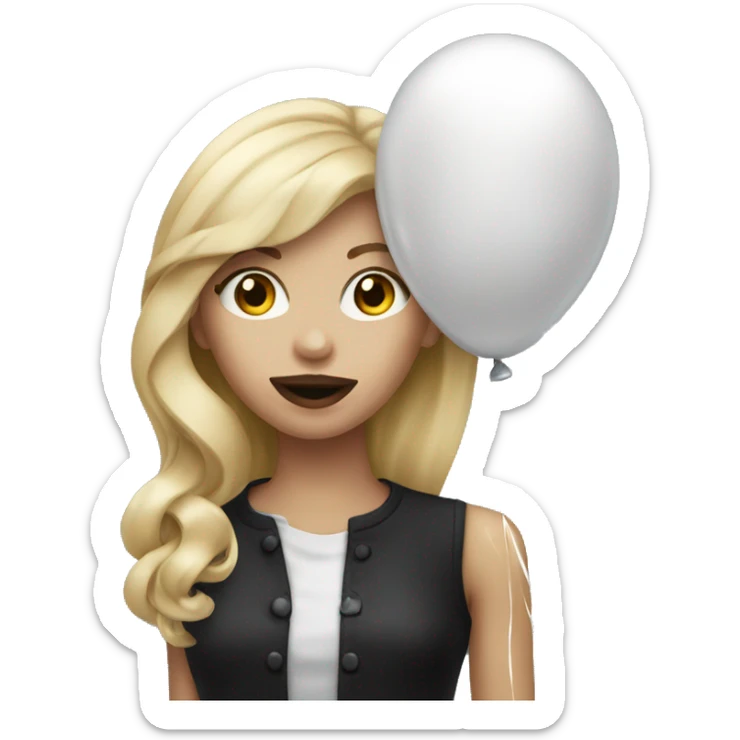 A blonde fashion girl with a balloon in her mouth sticker