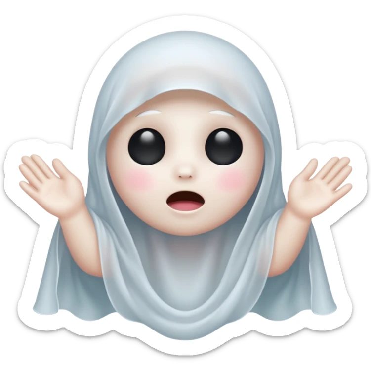 Okay those are wonderful, now make the ghost cover his eyes with cute little hands. Make sure the blush and the cuteness is retained sticker