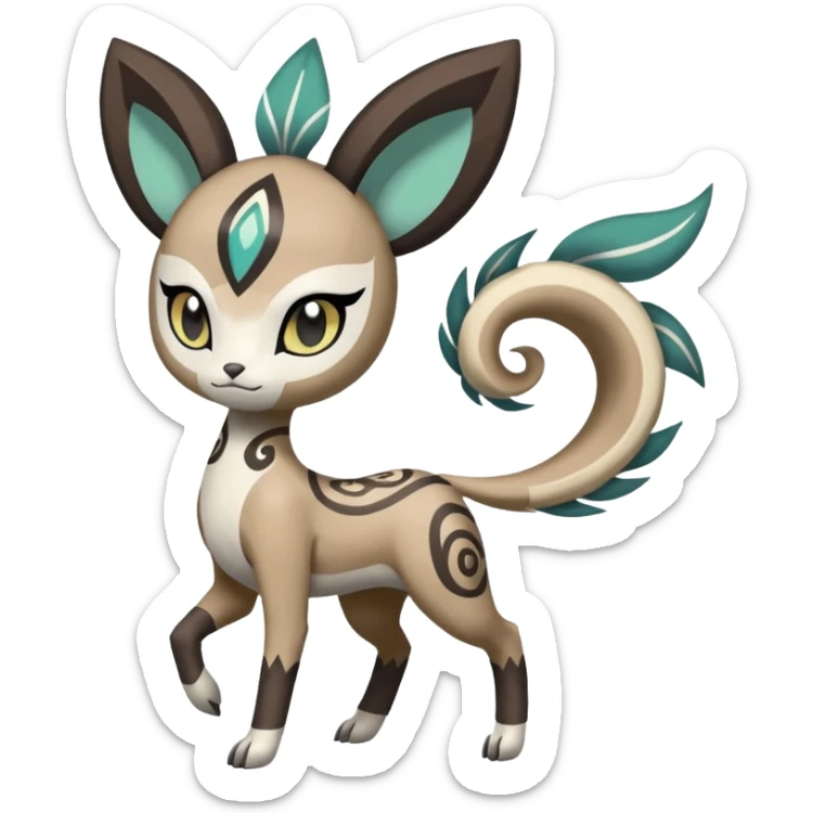 Tribal Painted Asian Graceful Gorgeous Meloetta-WereGarurumon-Trico-Pokémon-Fakémon-fusion-hybrid-creature sticker