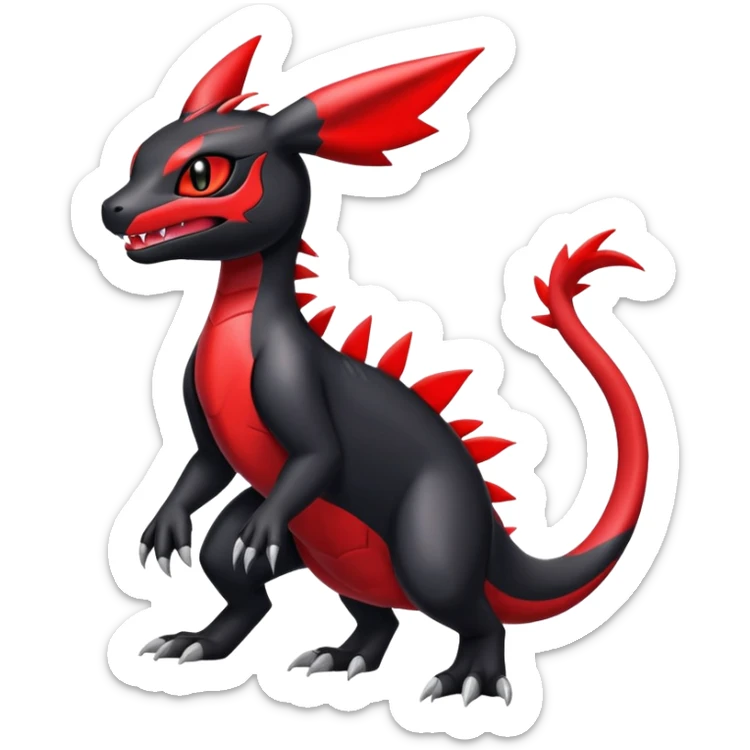 Cute Shiny Guilmon-Quilava-Salandit-Umbreon-Fakémon-hybrid-creature (full body)  sticker
