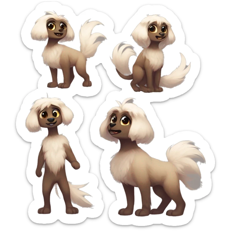Cute anthropomorphic furry fantasy-animal-fursona griffsnuff & LiLaiRa & Falvie full body sticker