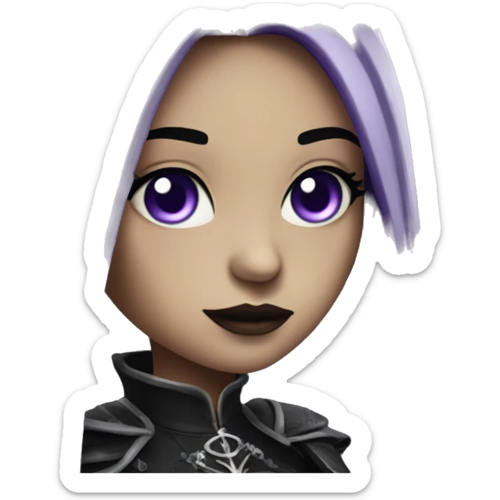 Queen gothic girl long dark black and purple hair with whip sticker