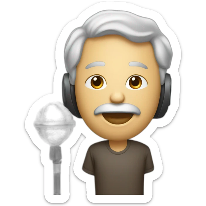 un homme qui dit bonjours et qui tien un microphone sticker