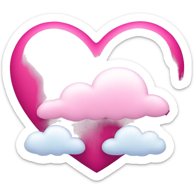 pink heart + cloud sticker