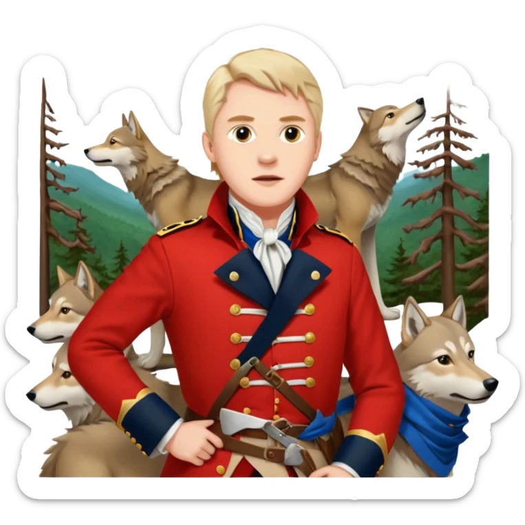 Loyalist Patrick Ferguson at the Revolutionary war Battle of Kings Mountain, with Wolves around him. sticker