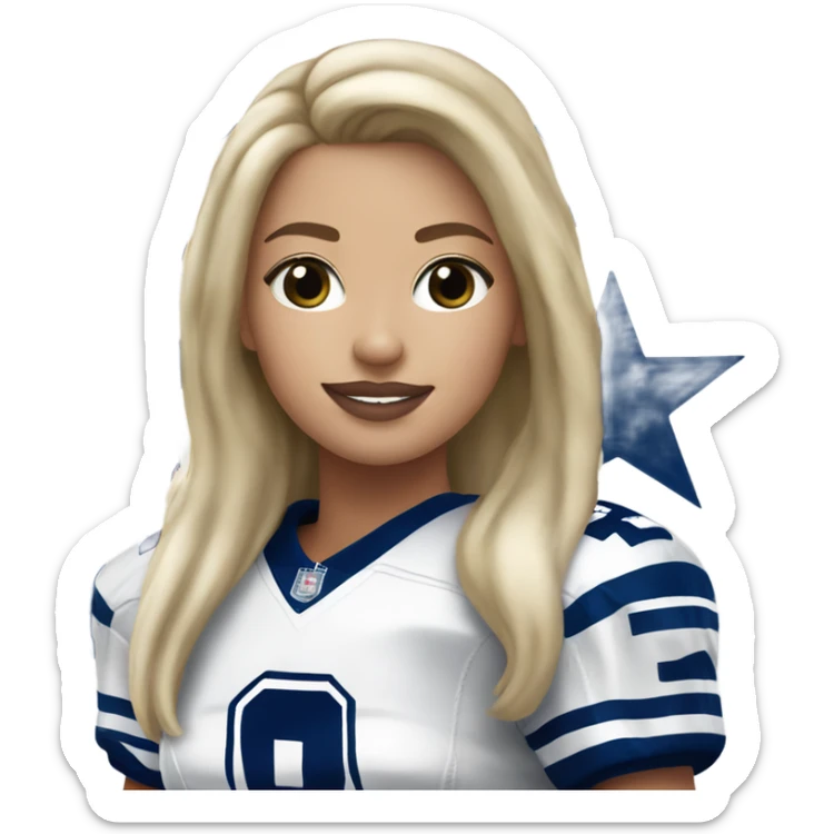 blonde girl in a dallas cowboys jersey sticker