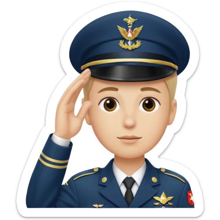 Soldat in uniform der salotiert und den Buchstaben S.A.S auf der Mütze und Uniform sticker