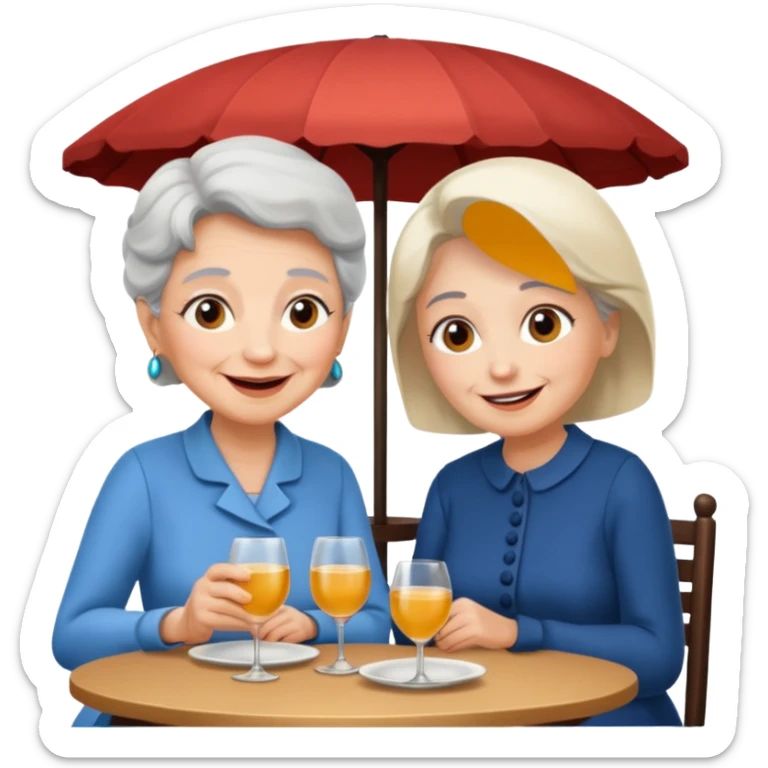 conversación dentro de un restaurant  dos personas y una de las persoans sea una abuela sticker