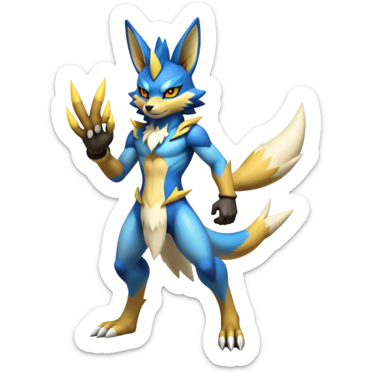 Shiny Epic Handsome Badass Lucario-Renamon-Zeraora-hybrid (Full body) sticker