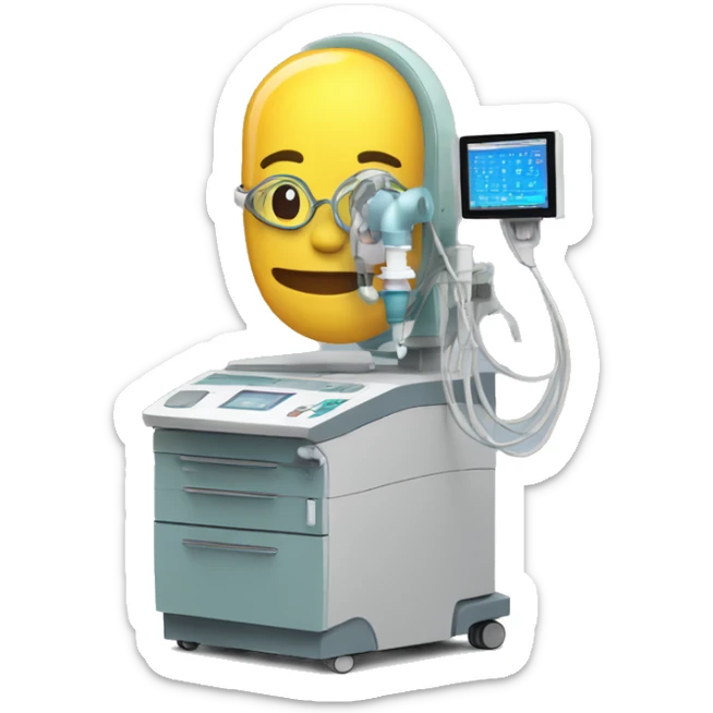 Emoji on a hospital CTI respiratory apparatus sticker