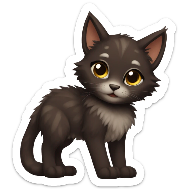 Anthro Shy Cute Cool Edgy Pretty Dark Brown Furry Feline Animal Anthro Sona sticker