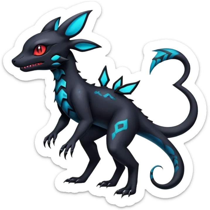 Gothic Colorful Salandit-Umbreon-Fakémon-hybrid-creature (full body)  sticker