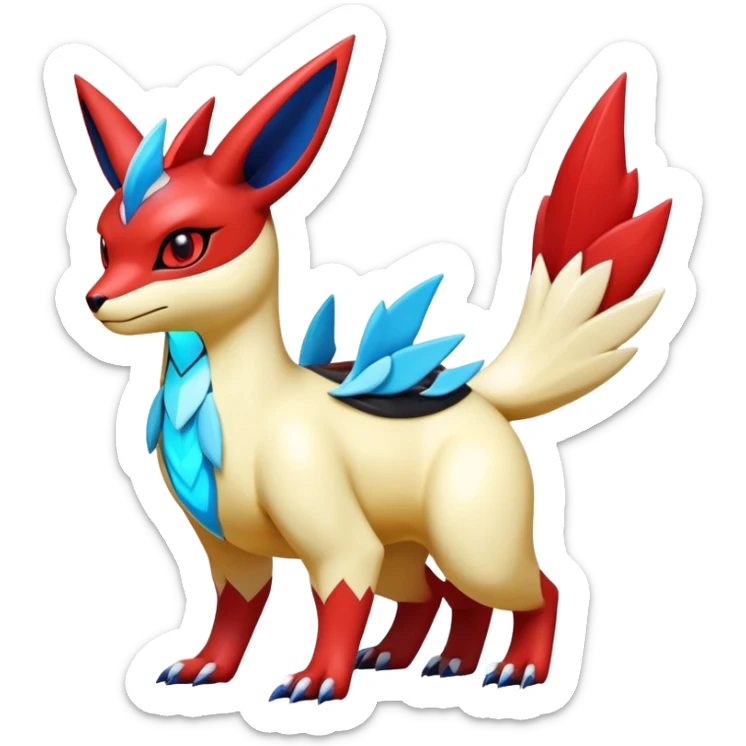  Cute Shiny Exotic Colorful Guilmon-Latias-Koraidon-Umbreon-Fakémon-hybrid-creature (full body)  sticker