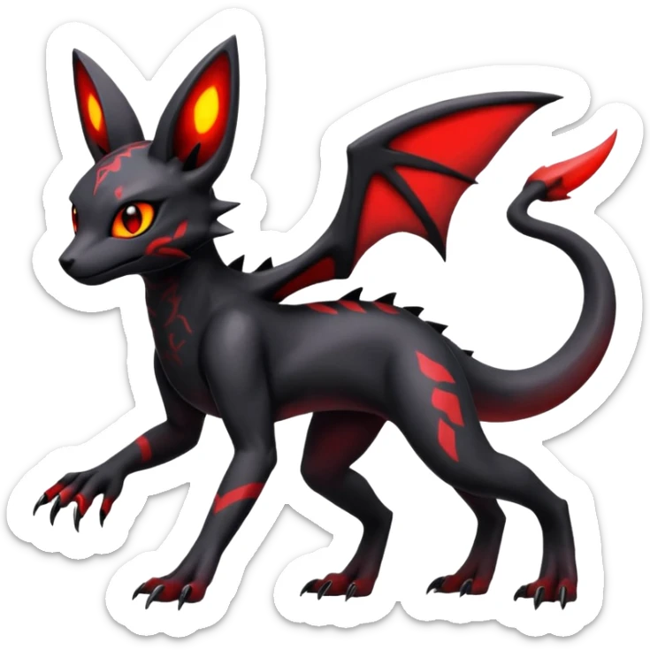 Gothic Edgy Badass Cool Genesect-Umbreon-Salandit-Fakémon-hybrid-creature (full body)  sticker