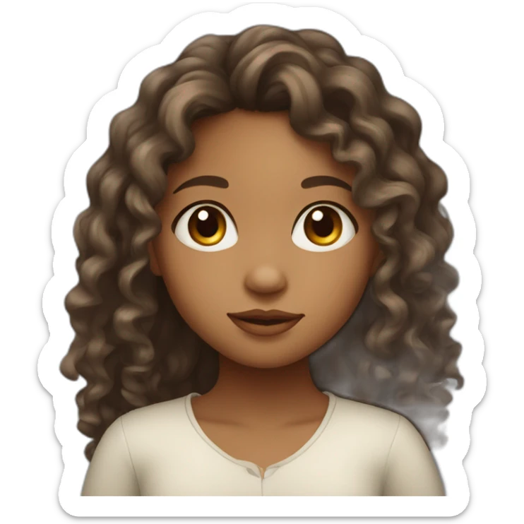 Malagasy girl with asian eyes and long curly hair sticker