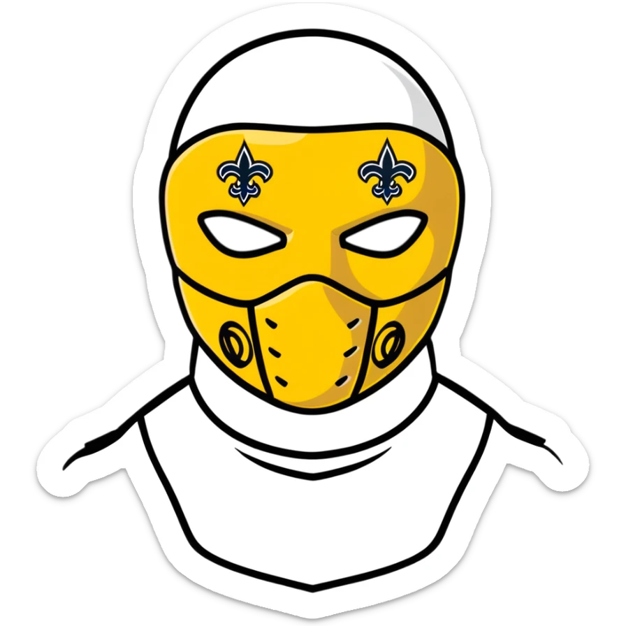 Louisiana themed ski mask with New Orleans Saints black and gold colors sticker